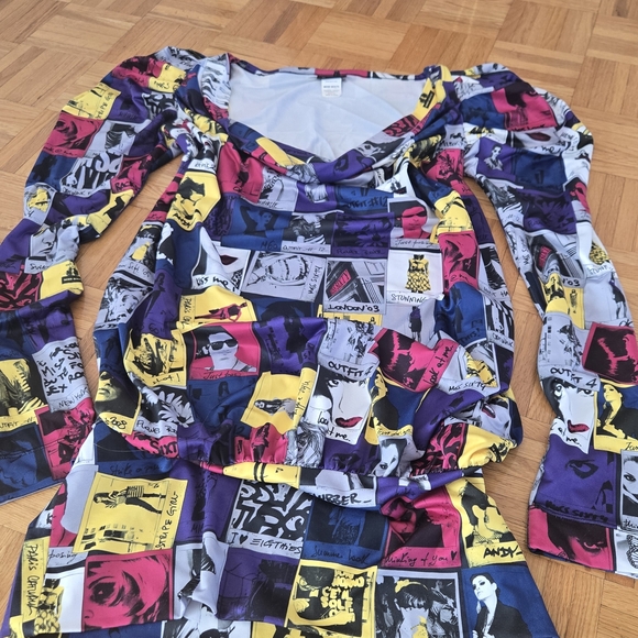Vintage Miss Sixty Pop Art Comic Strip Mini Bubble Dress Off Shoulder S - Picture 7 of 15